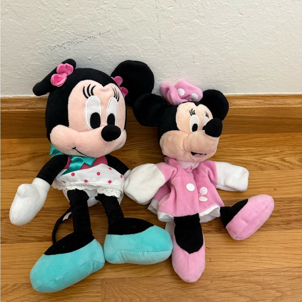 Disney Minnie Mouse Plush Pair - Black, Pink, Blue